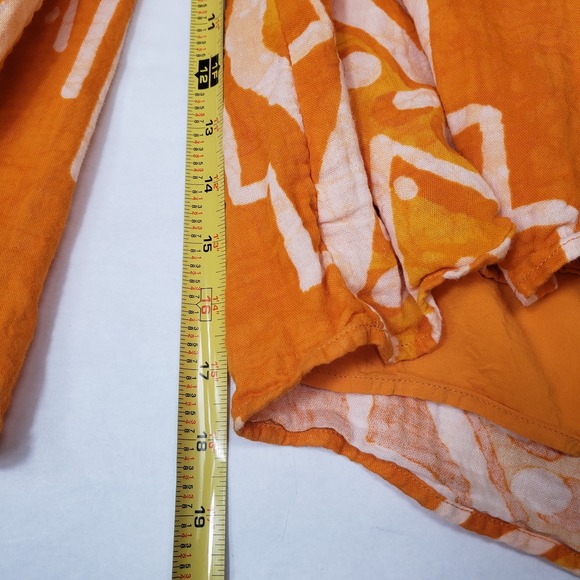 BNNT By Anthropologie Size 2 Orange Wide Leg Jumpsuit Batik Print Cropped Romper - Picture 10 of 10